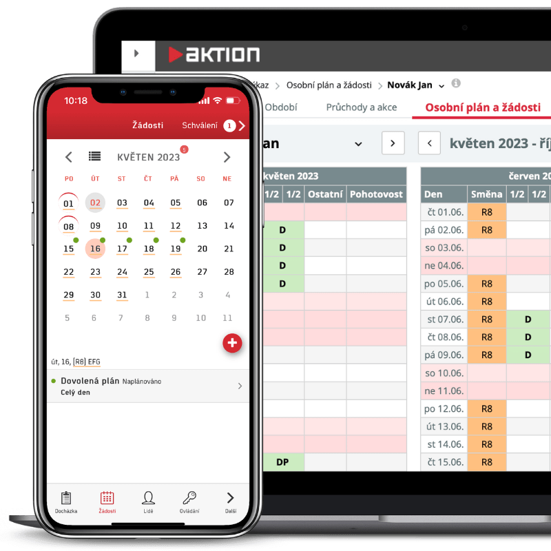 In the Aktion attendance system you can conveniently plan your holiday from your mobile phone