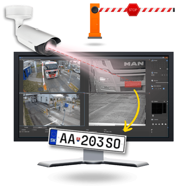 Automatic reception aktion can register and record the license plates of passing vehicles through the gatehouse