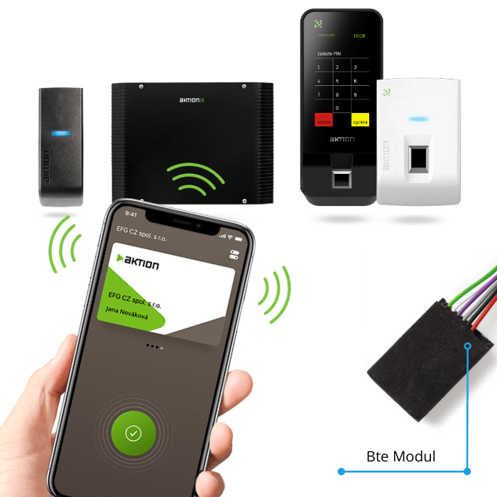 To make the eCard work in your mobile phone, you need to connect the Aktion module to your Bte sensors