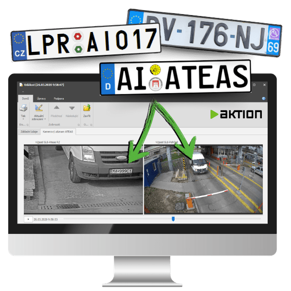 Recognition of SPZ (ANPR) 2 Aktion recognizes vehicle license plates thanks to Ateas' ANPR system