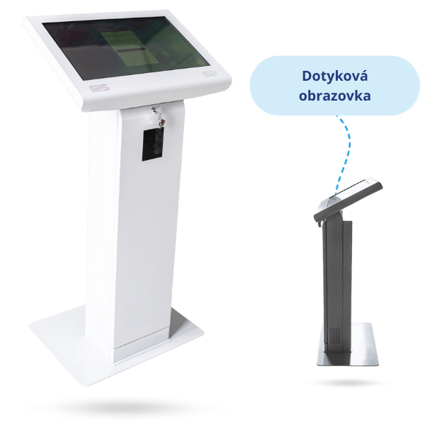 The self-service visitor kiosk replaces the concierge at the reception desk and has a built-in fingerprint reader - aktion.