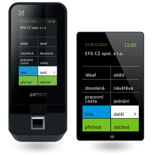 Modern punch clock in the Aktion attendance system