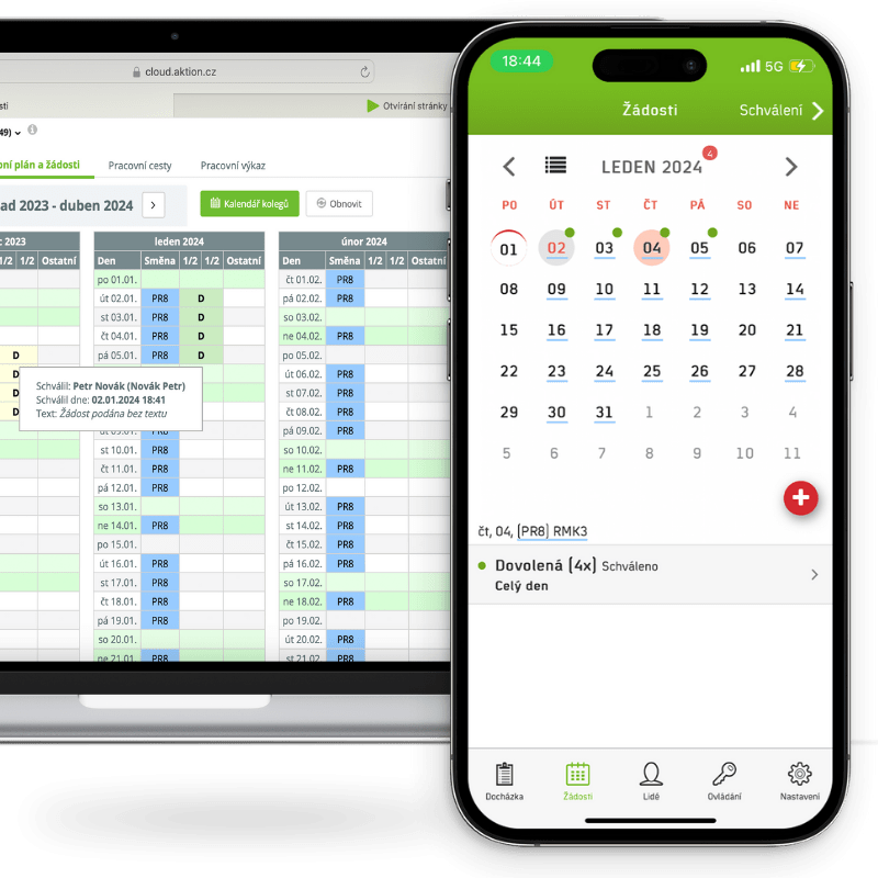 Online attendance records on a tablet, mobile phone or computer - that's Aktion