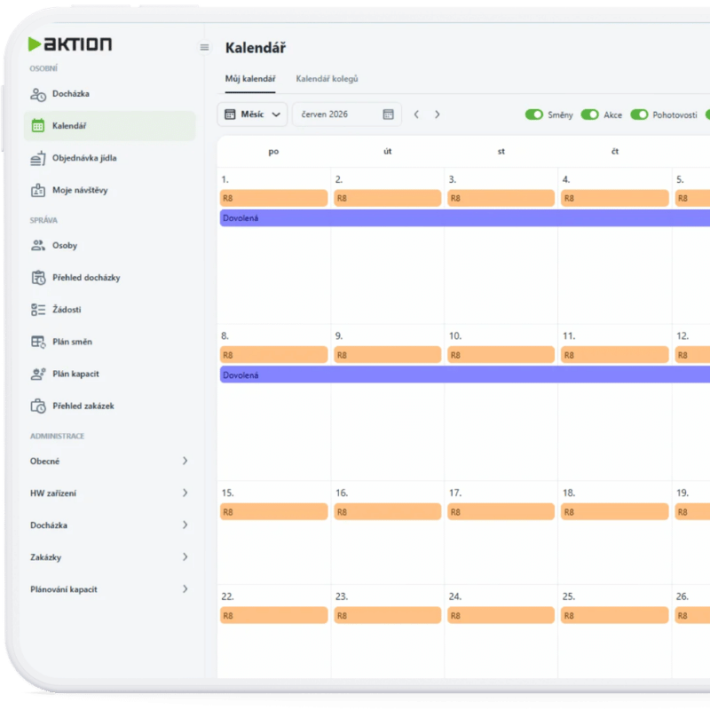 In the Aktion attendance system, you can conveniently plan holidays for your subordinates