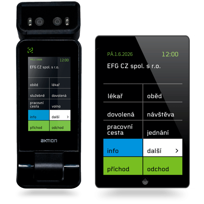 Digital punch clock in the Aktion attendance system