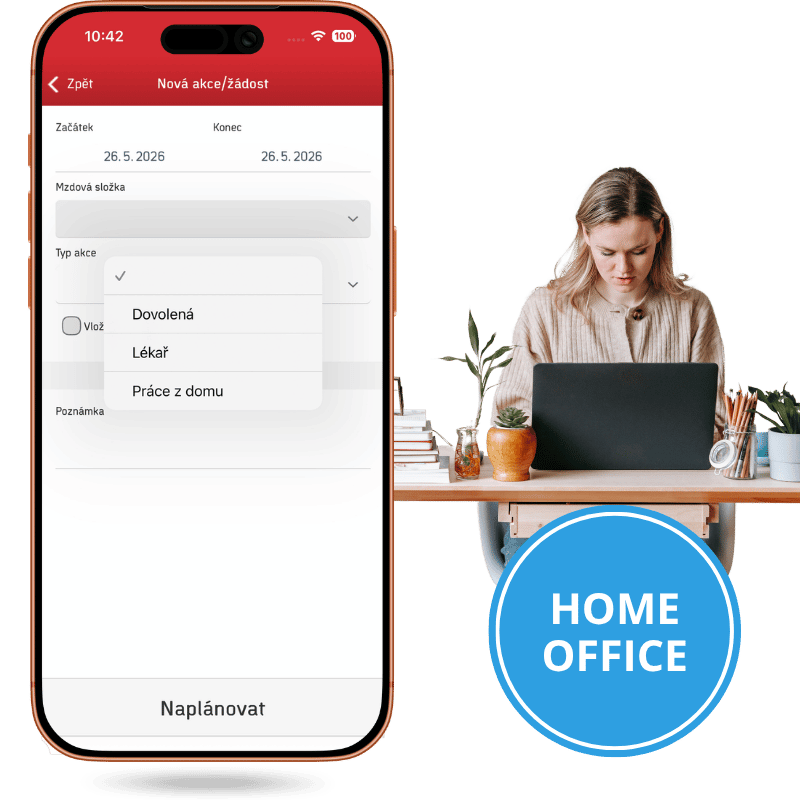 The Aktion attendance system can also handle Home Office. Easily and from your mobile