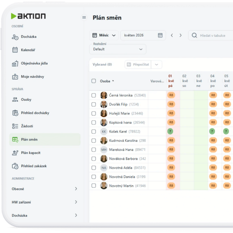 Clear and simple shift planning in companies - Aktion eNext attendance system